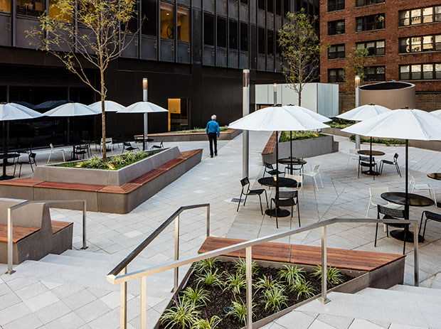 public plaza at 600 Third Avenue in Manhattan